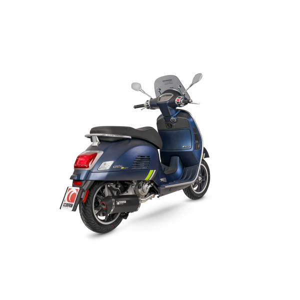 Scorpion Exhaust Vespa GTS 300 (Euro 5) European Models Only 2020 - 2023 Serket Parallel Slip-on Black Ceramic Coated Sleeve